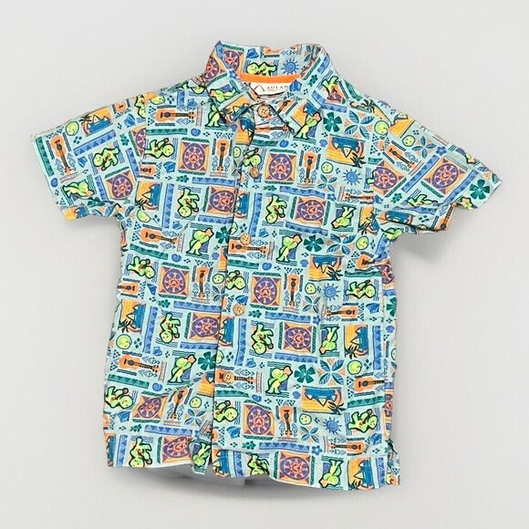 Rare Aulani Disney Resort Duffy And Friends Olu Mel Hawaiian Shirt Linen Youth 6